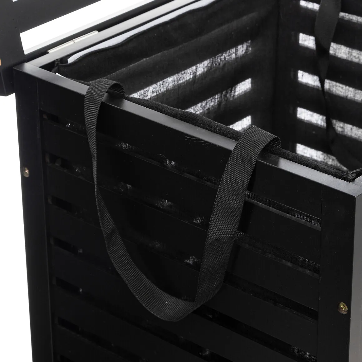 Panier à linge 65L, Bambou noir