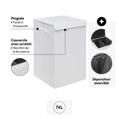 Panier à linge 74L, Blanc