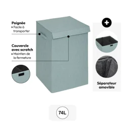Panier à linge 74L, Bleu artic
