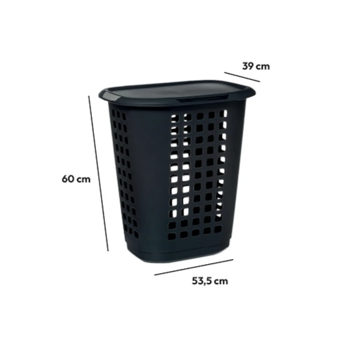 Panier à linge plastique 63L, Gris