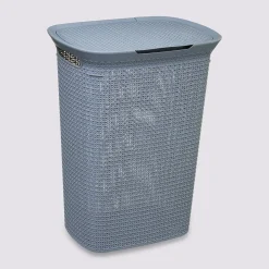 Panier à linge plastique 57L, Gris