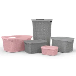 Panier à linge plastique 57L, Gris