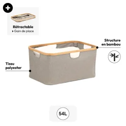 Panier à linge pliable 54L, Gris