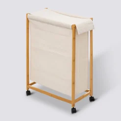 Panier à linge roulette 52L, Beige
