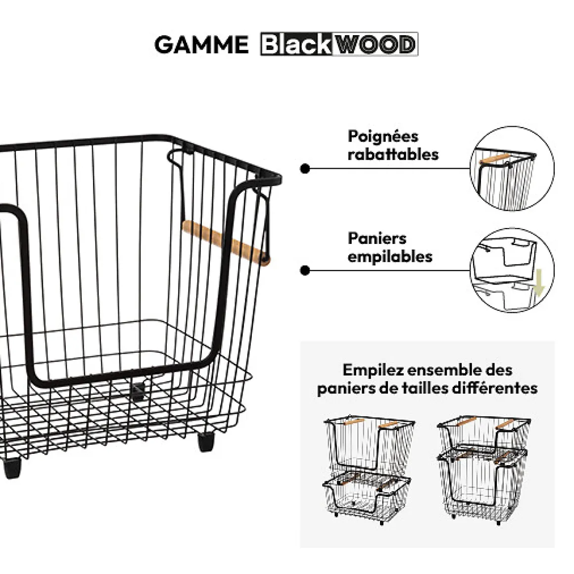 Panier en métal empilable, Grand format