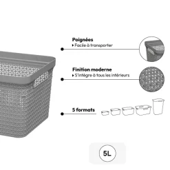 Panier en plastique 5L - Gris