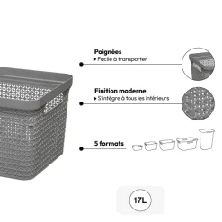 Panier en plastique 17L, Gris