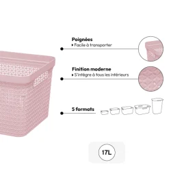 Panier en plastique 17L, Rose
