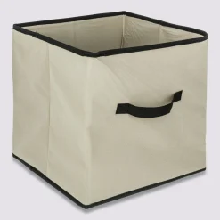 Panier tissu lanière 31x31 cm, Beige