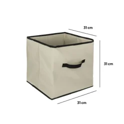 Panier tissu lanière 31x31 cm, Beige
