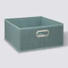 Panier tissu 31x15 cm, Bleu pétrole chiné