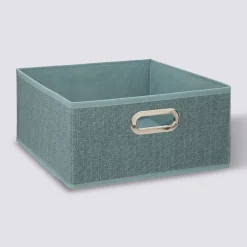Panier tissu 31x15 cm, Bleu pétrole chiné
