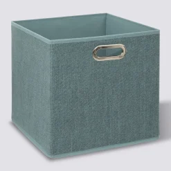 Panier tissu 31x31 cm, Bleu pétrole Chiné