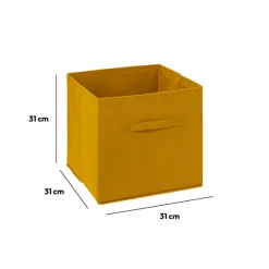 Panier tissu 31x31 cm, Jaune moutarde