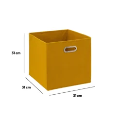 Panier tissu 31x31 cm, Jaune moutarde