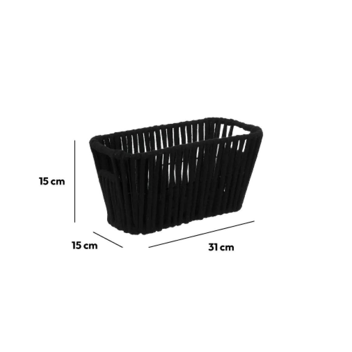 Panier tissu 15x31 cm, Noir