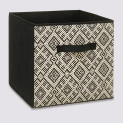 Panier tissu 31x31cm, motif noir/blanc