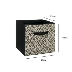 Panier tissu 31x31cm, motif noir/blanc