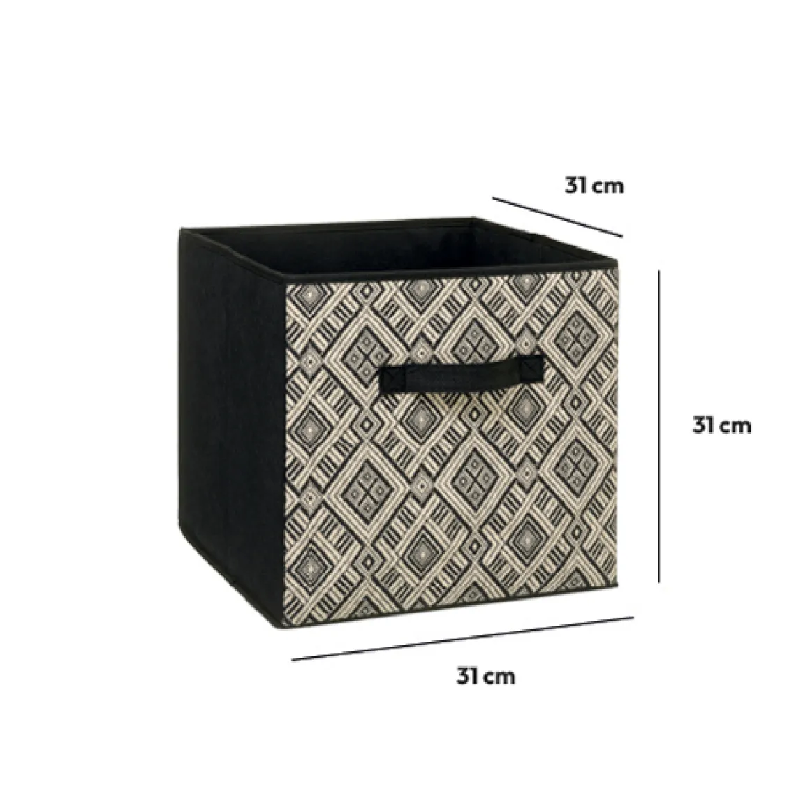 Panier tissu 31x31cm, motif noir/blanc