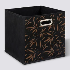 Panier tissu 31x31cm, Noir avec motifs