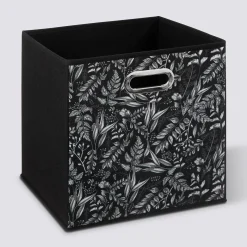 Panier tissu 31x31cm, Noir avec motifs