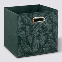 Panier tissu 31x31cm, Vert avec motifs