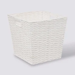 Panier vannerie 31x31cm, Blanc