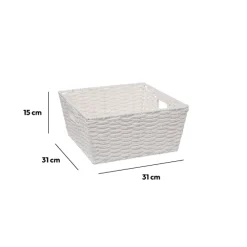 Panier vannerie 31x15cm, Blanc
