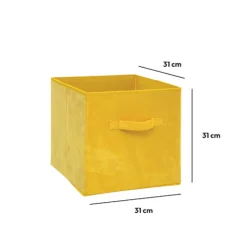 Panier velours 31x31 cm, Jaune