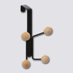 Patère 4 têtes bois cerisier, Noir