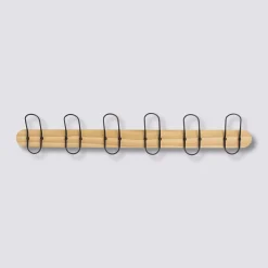 Patère 6 têtes bois/métal