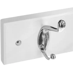 Patère 4 têtes bois/métal, Blanc