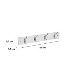 Patère 4 têtes bois/métal, Blanc