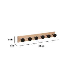 Patère 6 têtes pin, Noir