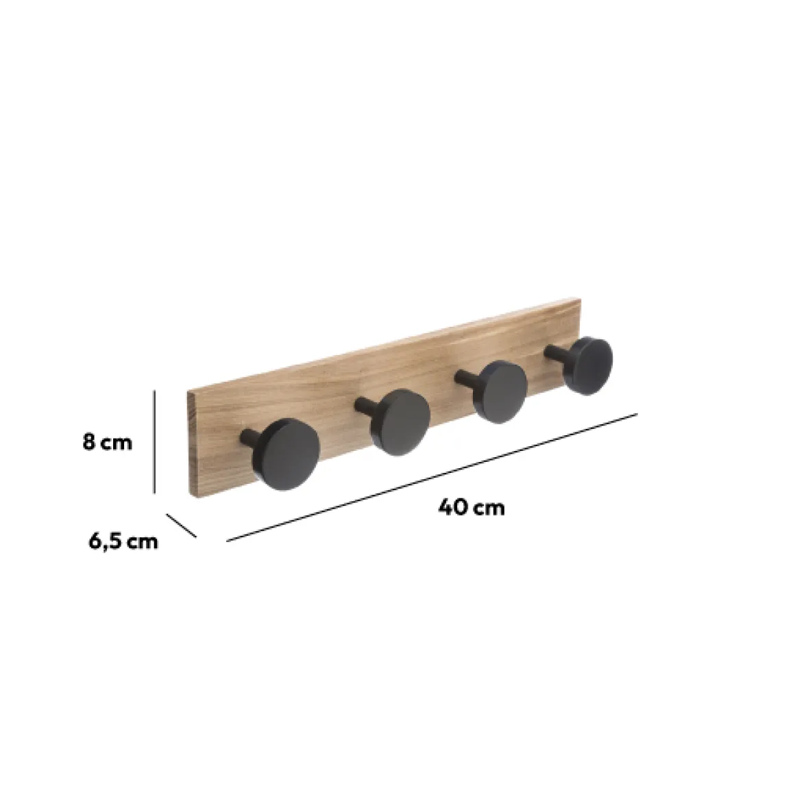 Patère 4 têtes pin, Noir