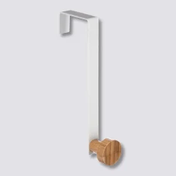 Patère 1 tête métal et bambou, Blanc