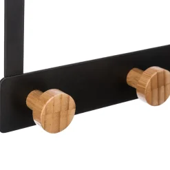 Patère 3 têtes métal et bambou, Noir