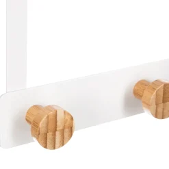Patère 3 têtes métal et bambou, Blanc