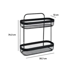 Petite étagère 2 niveaux métal, Noir