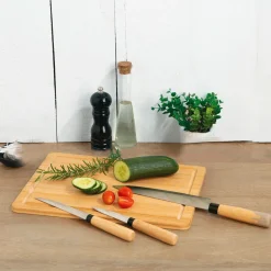 Planche à découper et couteaux, Bambou