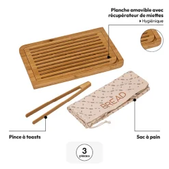 Planche à découper pain avec accessoires, 40x27cm