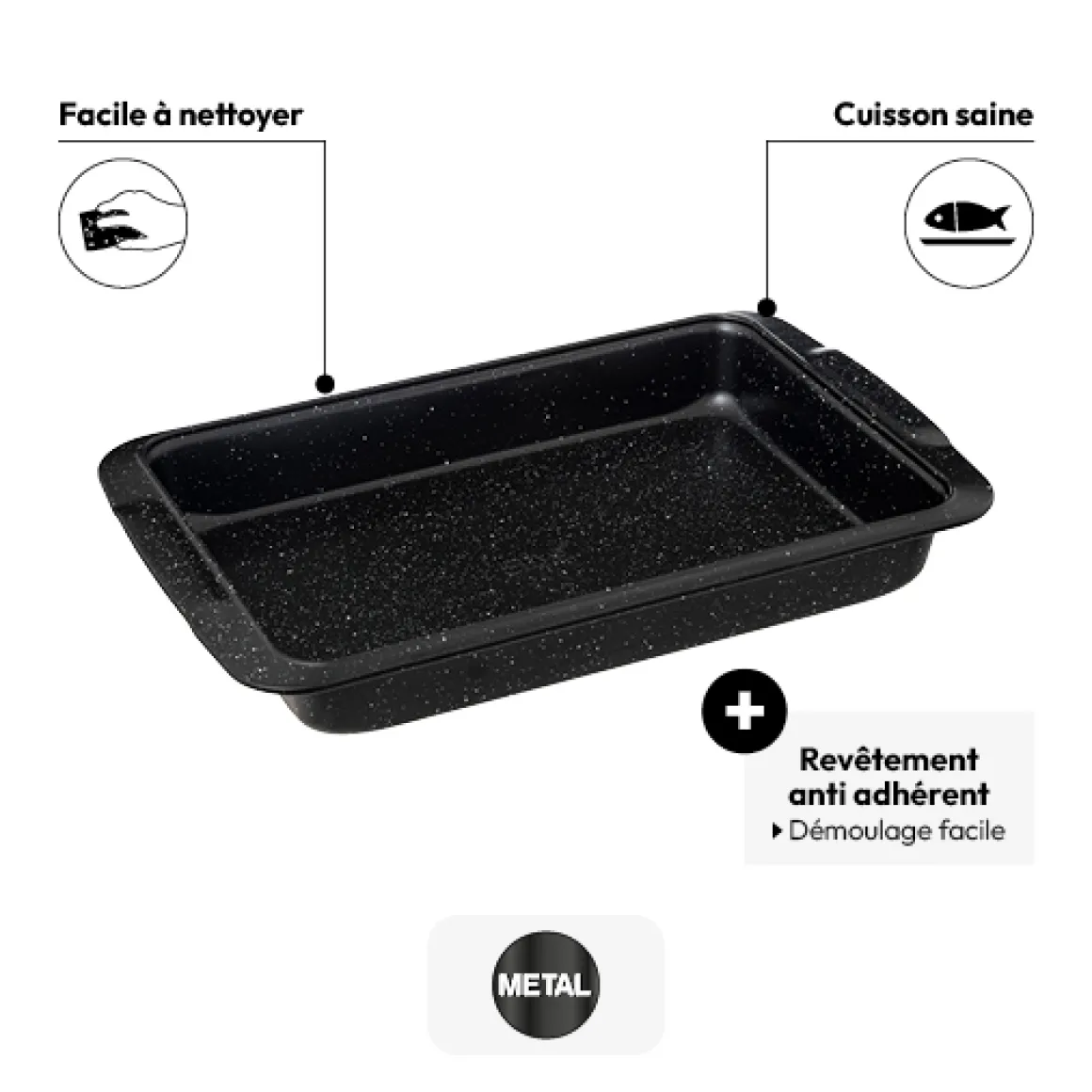 Plat rectangle 39x25cm, Acier