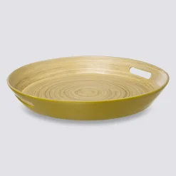 Plateau bambou 42cm, Jaune moutarde