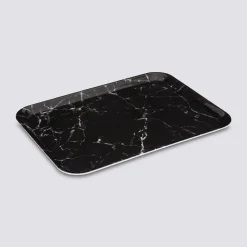 Plateau rectangulaire 33x43cm, Effet marbre noir
