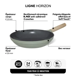 Poêle aluminium forgé 24 cm, Vert