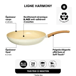 Poêle aluminium forgé beige, 28cm