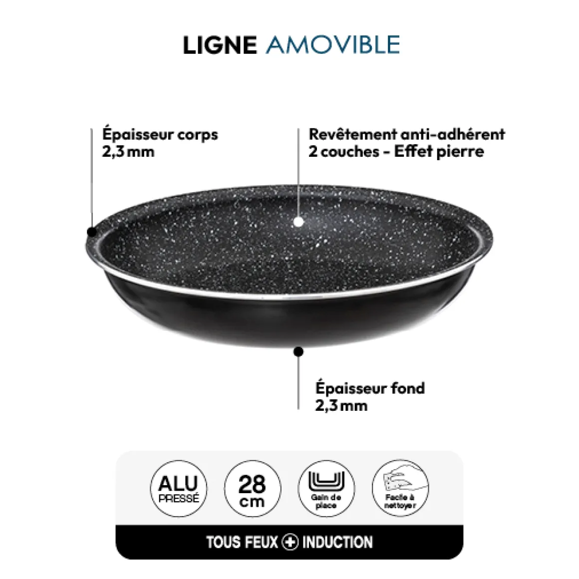 Poêle Aluminium pressé, 28 cm