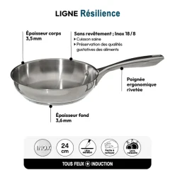 Poêle Inox, 24 cm