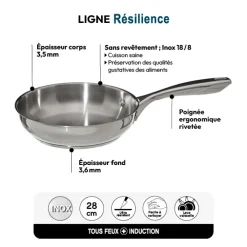 Poêle Inox, 28 cm