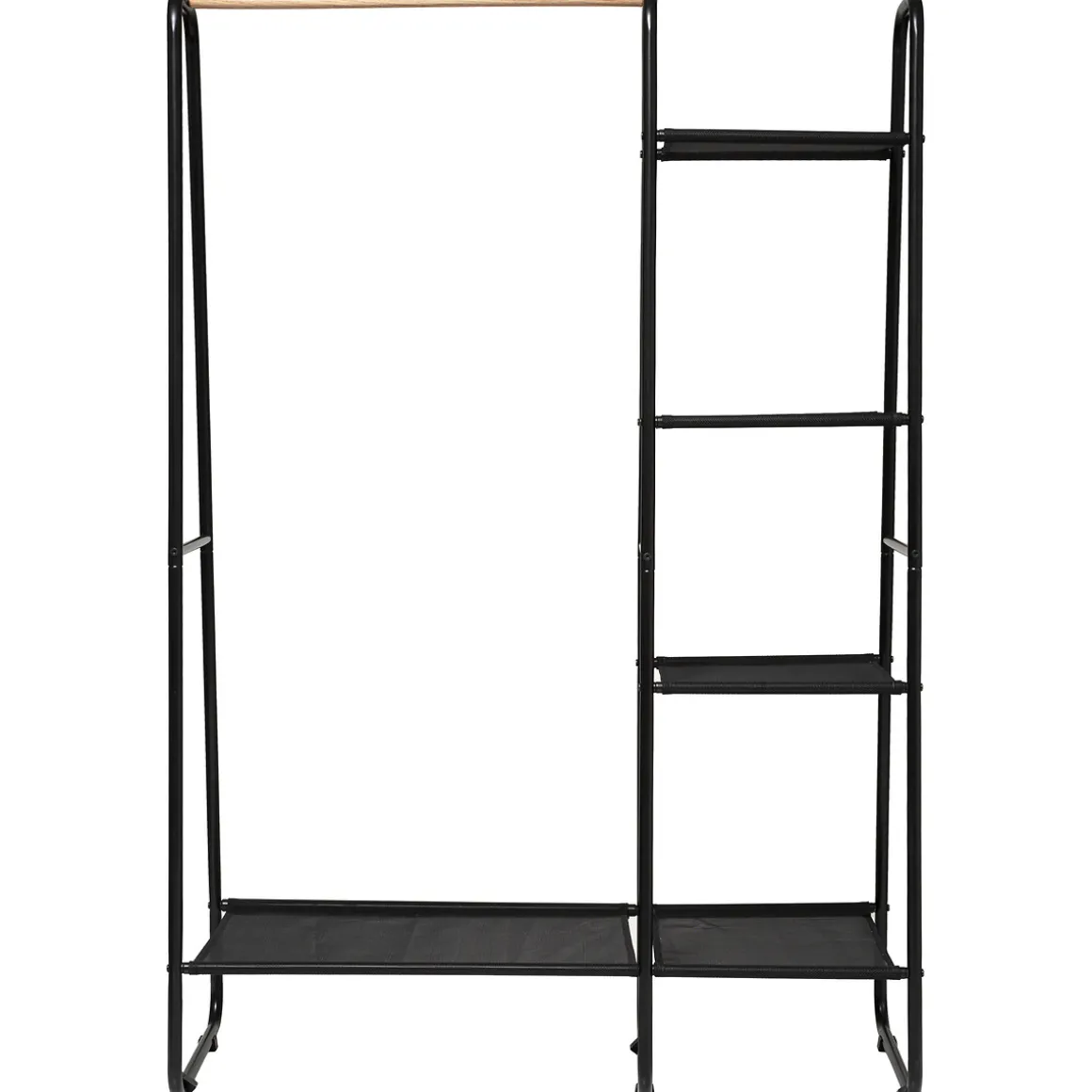 Portant à vêtements avec 4 étagères, Noir